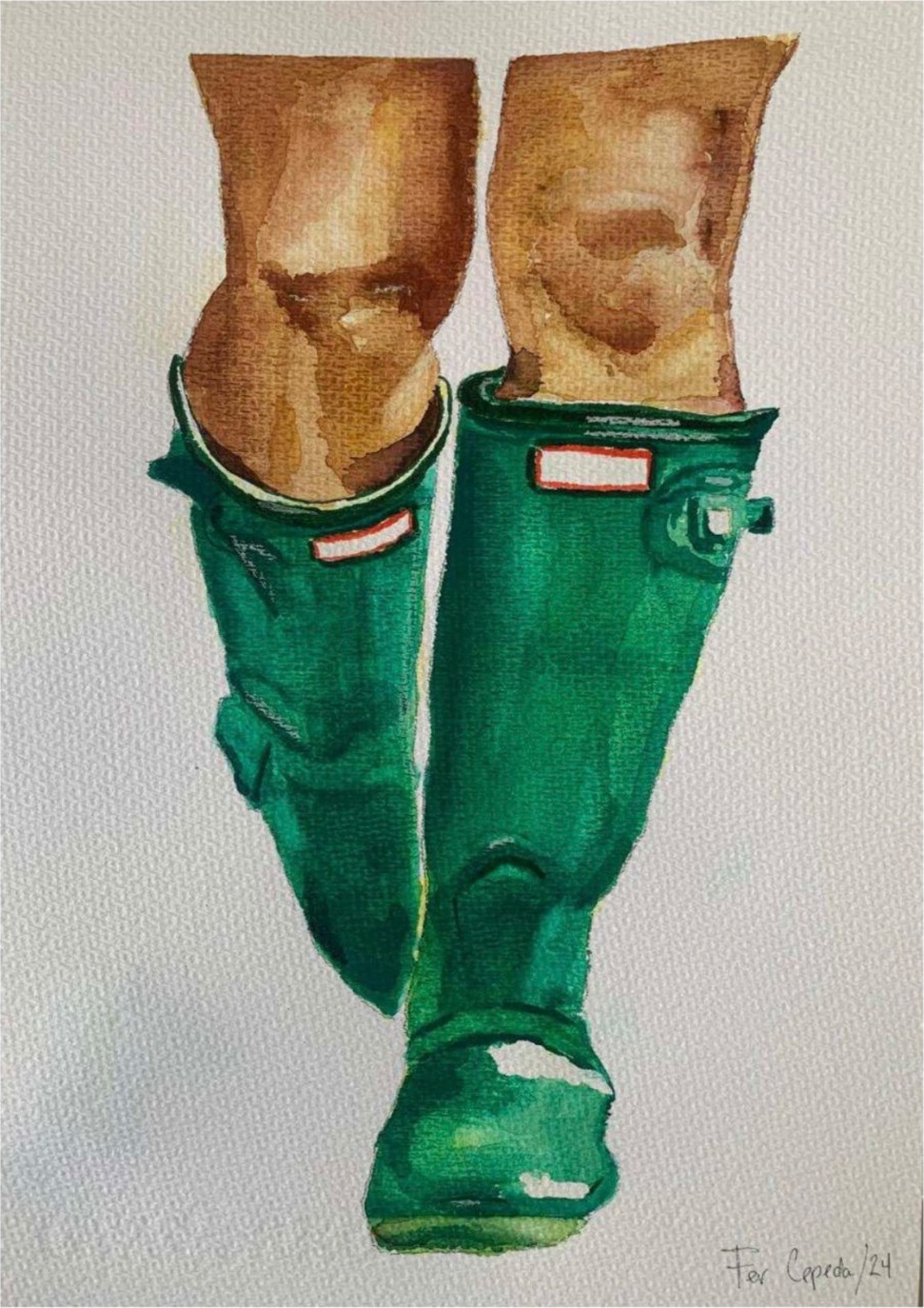 Botas — Acuarela sobre papel 100% algodón de 300 g